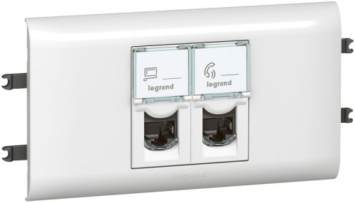 Розетка компьютерная UTP Legrand Mosaic для кабель-канала DLP 2-м. 2 мод. RJ45 6e белый фото Розетка компьютерная UTP Legrand Mosaic для кабель-канала DLP 2-м. 2 мод. RJ45 6e белый картинка